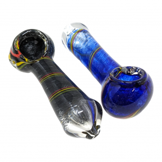 4" Assorted Frit Rasta Stripe Hand Pipe (Pack of 2) [SDK598]