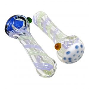 4" Assorted Slyme Cross Line Dot Head Hand Pipe (Pack of 2) [SDK618]