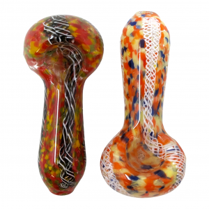 3.25" Frit Art Spoon Hand Pipe - (Pack of 2) [SDK654]