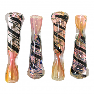 3" Gold Fumed Galaxy Ribbon Wrap Chillum Hand Pipe - (Pack of 4) [SDK657]