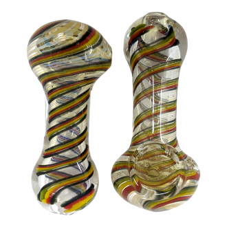 3.25" Twisted Rasta Line Art Spoon Hand Pipe (Pack of 2) - [SDK658]