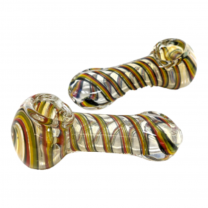 3.25" Twisted Rasta Line Art Spoon Hand Pipe (Pack of 2) - [SDK658]