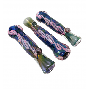 3" Silver Fumed Curvy Ribbon & Polka Dot Chillum Hand Pipe - (Pack of 3) [SG1635]