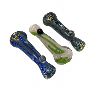 3" Dual Tone Wig Wag Clear Body Chillum Hand Pipe - (Pack Of 3) [SG1636]