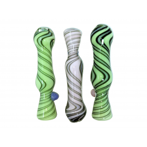 3.5" Slyme Wavy Swirl Ribbon Chillum Hand Pipe - (Pack of 3) [SG2436]