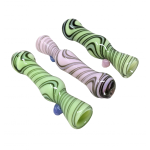 3.5" Slyme Wavy Swirl Ribbon Chillum Hand Pipe - (Pack of 3) [SG2436]