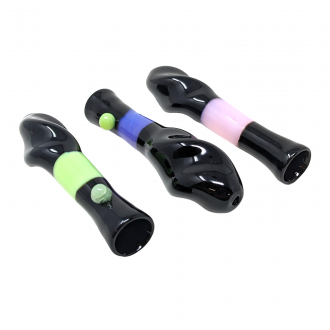 3" Black Body Twist Mouth Slyme Stripe Chillum Hand Pipe - (Pack of 3) [SG2441]