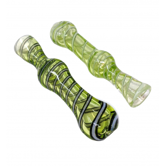 3" Lime Slyme Ribbon Swirl Double Bubble Chillum Hand Pipe - (Pack of 3) [SG2594]