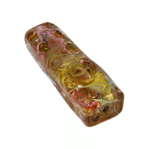 5" Gold Fumed Art Double Glass Hand Pipe [SG2905]