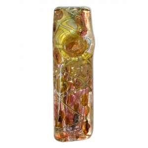 5" Gold Fumed Art Double Glass Hand Pipe [SG2905]