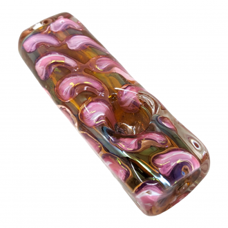 5" Gold Fumed Art Double Glass Hand Pipe [SG3018]