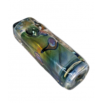 5" Gold Fumed Art Double Glass Hand Pipe [SG3169]