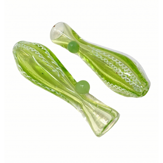 Lime Slyme Braided Ribbon Blimp Chillum Hand Pipe - (Pack of 3) [SG3304]