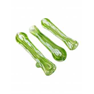 3" Lime Slyme Braided Ribbon Round Mouth Chillum Hand Pipe - (Pack of 3) [SG3305]