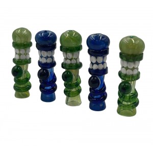 3" Devil Eye & Teeth Chillum Hand Pipe - (Pack of 5) [JA475]