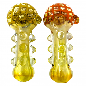 4.5" Gold Fumed Webbed Wonder Art Multi Marble Hand Pipe - 2Pk [STJ145]