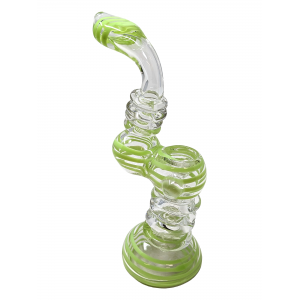 7" Assorted Slyme Swirl Multi Ring Neck & Body Bubbler Hand Pipe - [STJ34]