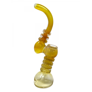 9" Silver Fumed Slanted Stance Rim Neck & Body Bubbler Hand Pipe - [STJ43]