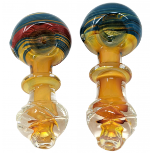 4" Gold Fumed Dia Art Rod Art Head Hand Pipe - (Pack of 2) [SJN11]