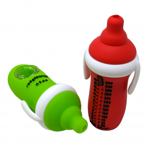 4.5" Assorted Color Milk Bottle Design Silicone Hand Pipe - [WSG320]