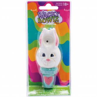 3.5" White Rabbit Ceramic Pipe - Wacky Bowlz [CP119]