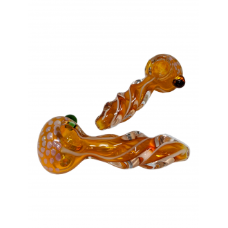 4" Gold Fumed Twisted Rod Honeycomb Art Head Hand Pipe - (Pack of 2) [YT02]