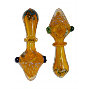 4" Gold Fumed Mushroom Shape Honeycomb Art With Single Ring Hand Pipe - (Pack of 2) [YT04]