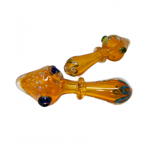 4" Gold Fumed Mushroom Shape Honeycomb Art With Single Ring Hand Pipe - (Pack of 2) [YT04]