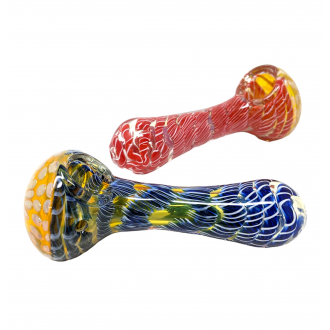 4" Gold Fumed Full Twisted Line Art Hand Pipe - 2pk [YT23]