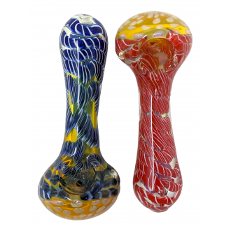 4" Gold Fumed Full Twisted Line Art Hand Pipe - 2pk [YT23]