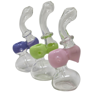5.5" Assorted Slyme Bowl Clear Bubbler Hand Pipe - (Pack of 2) [ZD10]