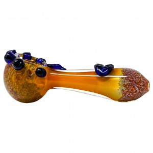4.5" Gold Fuming Frit & Leafscape Art Hand Pipe - 2Ct [ZD284]