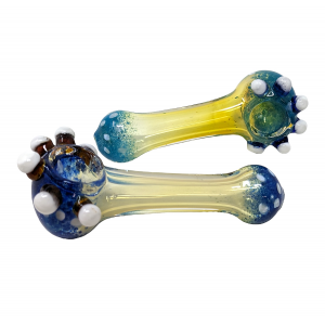 4" Silver Fumed Multi Marble Frit Head Hand Pipe - 2pk [ZD42]