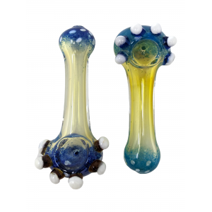 4" Silver Fumed Multi Marble Frit Head Hand Pipe - 2pk [ZD42]