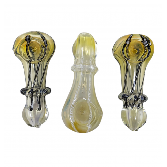 3" Twisted Rod Silver Fumed Single Ring Hand Pipe - (Pack of 5) [ZD52]