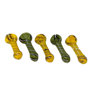 3" Frit & Twisted Lines Art Spoon Hand Pipe (Pack of 5) [ZD64]