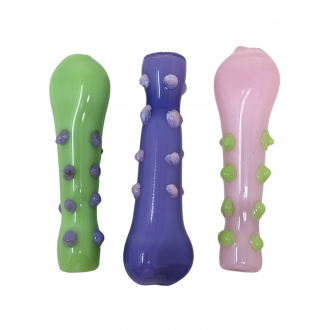 3.3" Imported Slyme Tube And Marble Work Chillum Hand Pipe Assorted Colors (Pack of 3)