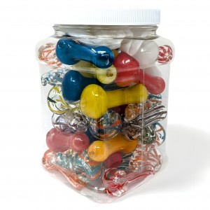 2.5" Assorted Design Peanut Hand Pipes 45ct Jar - [AS45HPJAR]