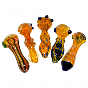 4" Assorted Designs Heavy Gold Fumed Hand Pipe Jar - (Pack of 10) [BK4G10-JAR]