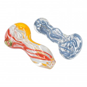 3" Clear Glass Slyme Artistry Hand Pipe - 45Ct JAR