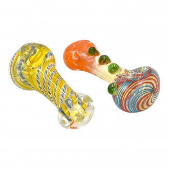 3" Assorted Design Gold Fumed Hand Pipe - 45Ct JAR