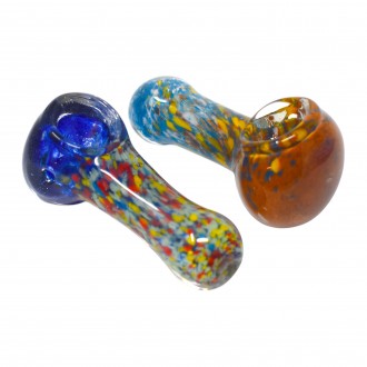 2.5" Assorted Designs Frit Art Hand Pipe 60Ct Jar