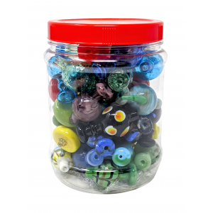 Assorted Color & Styles Art Ball Carb Cap - 40 Ct JAR [GCP-DA40JAR]