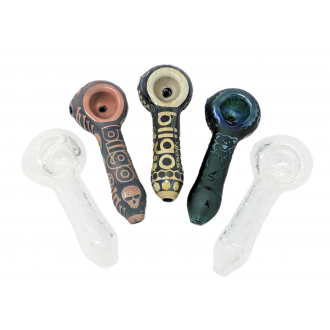 BIIGO Glass - 4.5" Heady Deep Etched Assorted Work Hand Pipe By Lookah 8ct JAR - [GT8JAR]