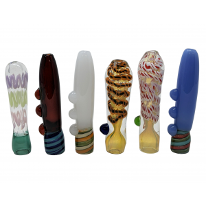 US-Made Assorted Design Chillum Hand Pipe - (Jar of 20) [JAR20RKP-2]