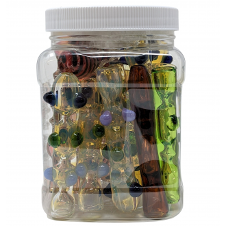 US-Made Assorted Fumed Design Chillum Hand Pipe - (Jar of 20) [JAR20RKP-4]