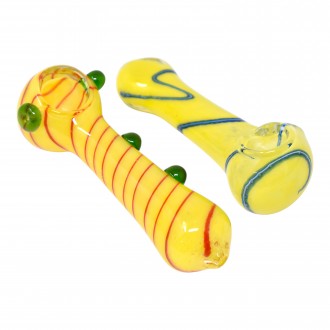 4.5" Assorted Design Vibrant Spoon Hand Pipe - 25Ct JAR