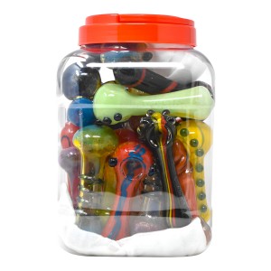 4" Assorted Design Vibrant Hand Pipe - 28Ct JAR