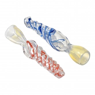 3" Assorted Design Gold Fumed Chillum Hand Pipe - 60ct JAR