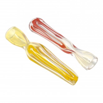 3" Assorted Design Gold Fumed Chillum Hand Pipe - 60ct JAR